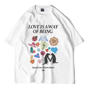 DAKYAM(达人)LOVE is everything 爱心臆想形状印花潮流短袖TEE恤