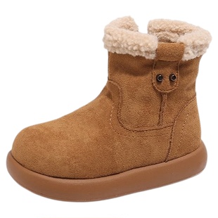 儿童靴子2025冬季新款女童保暖短靴二棉加绒加厚磨砂棉靴软底洋气