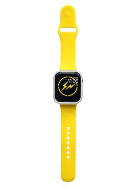 柠檬黄色硅胶真皮适用iwatch表带
