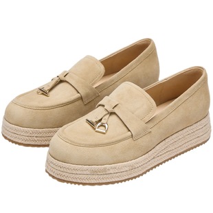 73hours女鞋假日进行时2026春季新款厚底增高草编渔夫鞋女乐福鞋