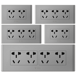 公牛118型一开关插座面板多五孔厨房墙壁上三5六6七九12孔16A家用
