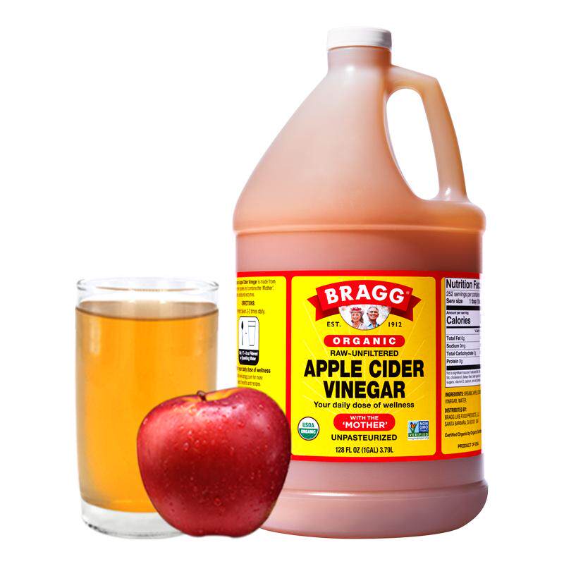 美国原装进口Bragg博饶谷无脂肪0无添加蔗糖苹果醋原味饮料3790ml