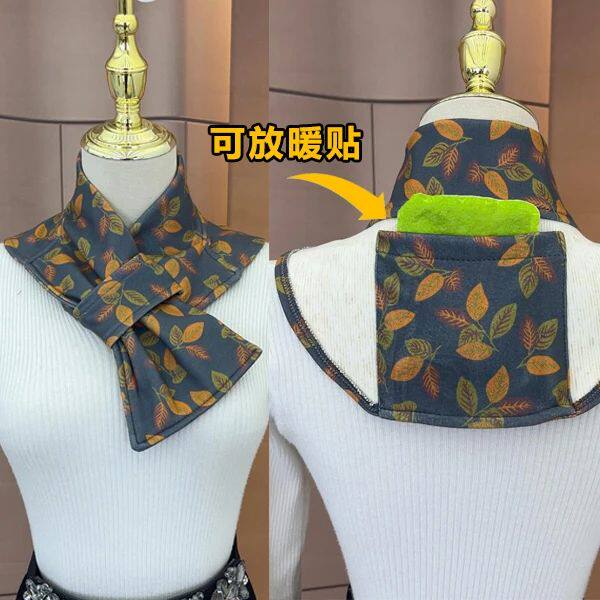 新款德绒带兜护颈围脖女冬防寒百搭脖套防风保暖围巾长方形假领子