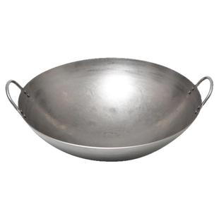 老式铁锅加深加厚圆底炒菜锅家用双耳熟铁炒锅燃气炉专用炖锅大锅