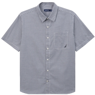 【父亲节礼物】NAUTICA/诺帝卡男装夏季柔软全棉透气短袖格纹衬衫