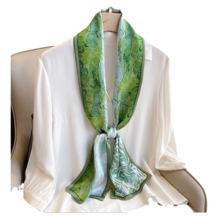 杭州丝绸真丝桑蚕丝小长条丝巾女春秋冬季飘带搭配衬衫脖子薄围巾