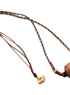 山木集 印度老山檀老料铭纹珠吊坠编绳锁骨链高级感单珠项链￥