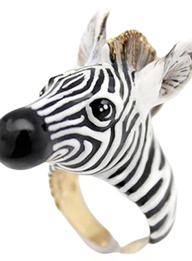 GOODAFTERNINE泰国设计师手工可爱鳄鱼长颈鹿斑马河马可调节戒指