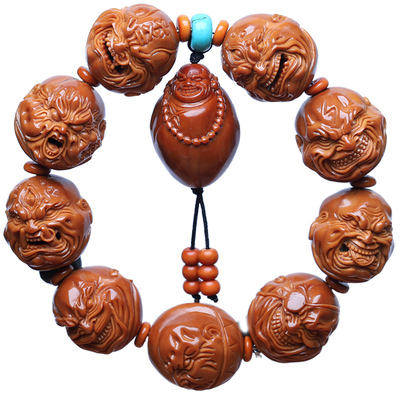 苏家男女橄榄核纯手工雕刻手串