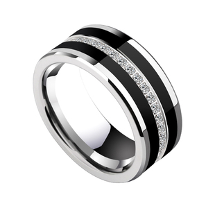 高级男士钨金戒指男潮轻奢满天星指环单身戒食指锆石小众霸气男戒