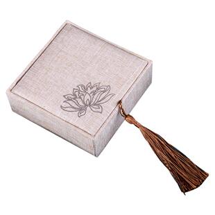 精品亚麻布珠宝盒首饰盒佛珠项链挂件戒指手镯手串包装锦盒送人