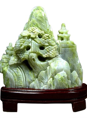 天然玉石雕刻靠山旺家摆件