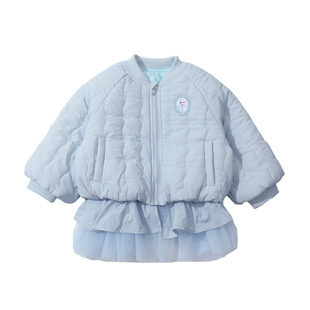 女童夹棉外套秋冬季2025新款儿童深秋加厚棒球服女宝宝初冬装棉服