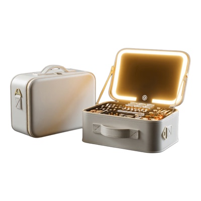 高级化妆包LED补光带镜子化妆箱