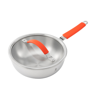 莱德斯无涂层不锈钢大肚锅家用不粘炒锅加厚小炒锅燃气电磁炉通用