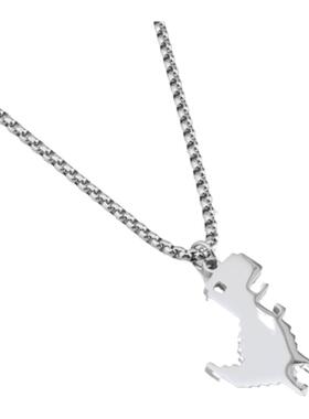 INS小恐龙钛钢吊坠街头项链