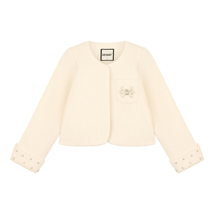 Amybaby女童套装冬季2025新款优雅千金小香风外套钉珠上衣百褶裙