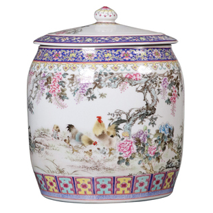 景德镇陶瓷茶叶罐大容量复古带盖花瓶普洱储存罐家用密封罐特大号