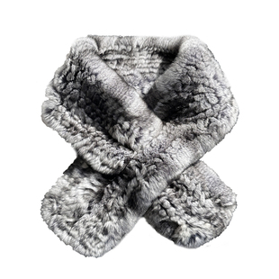 青紫蓝獭兔毛双面编织皮草围巾韩版简约毛毛交叉保暖加厚真毛围脖