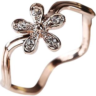 尾戒网红女小指单身复古可爱小花朵戒指玫瑰金18k冷淡风独身主义