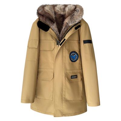 派克服女连帽中长款皮毛一体外套