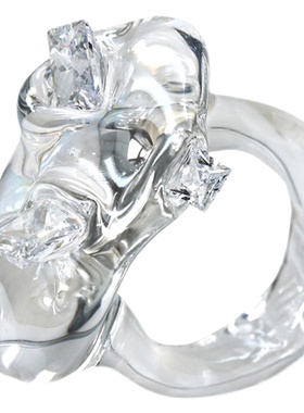 原创设计风手工日本琉璃透明戒指