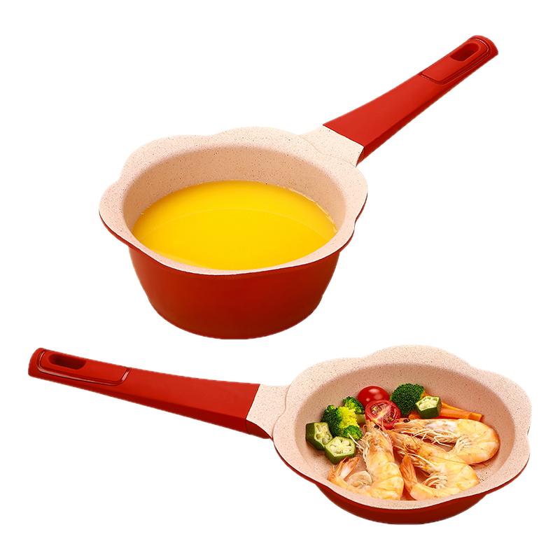 韩国宝宝辅食锅婴儿奶锅汤锅儿童煎锅麦饭石不粘锅蒸锅煎煮一体锅