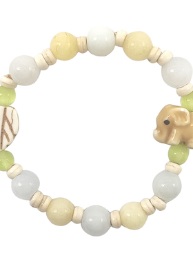 黄色系可爱陶瓷小象串珠手链女夏小众设计情侣叠带弹力绳手串手饰