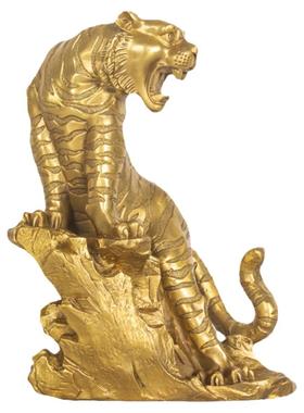 纯黄铜上山老虎摆件十二生肖虎吉祥物客厅办公室装饰虎啸山河工艺