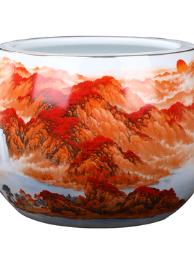 客厅聚宝盆摆件景德镇陶瓷中式