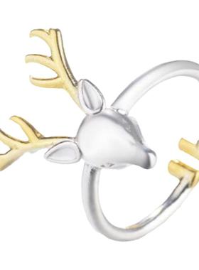 小张的故事S925银可爱小鹿头戒指