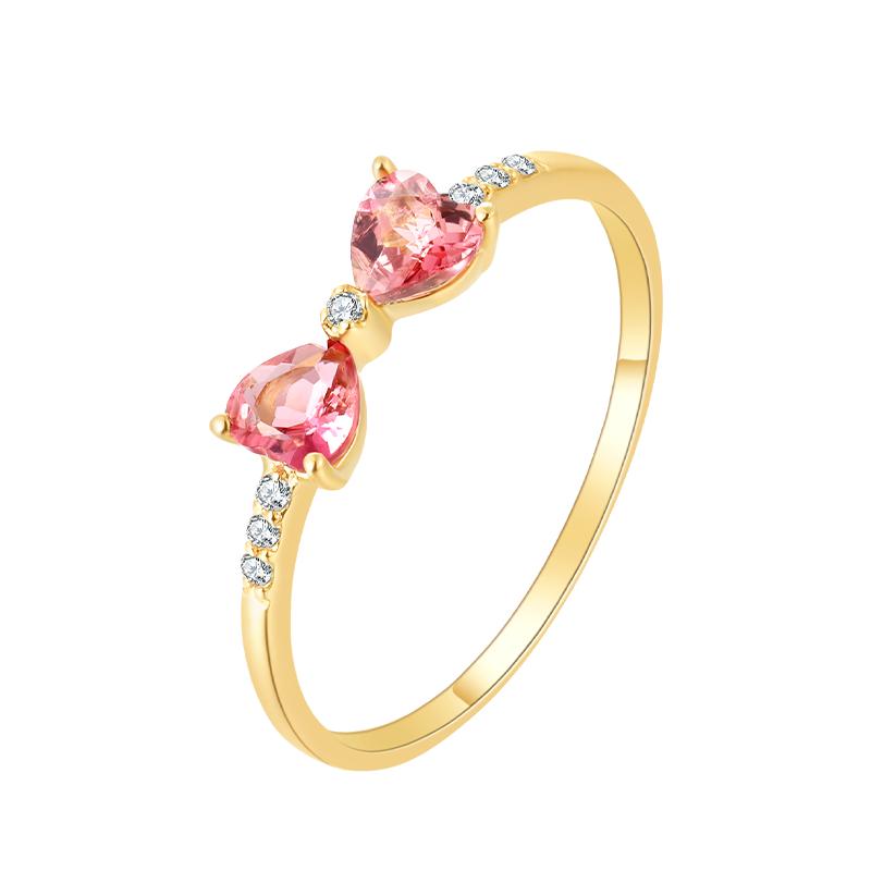 ILCO尤珂「露娜甜心」18K金天然粉碧玺戒指彩宝蝴蝶结石榴石女戒
