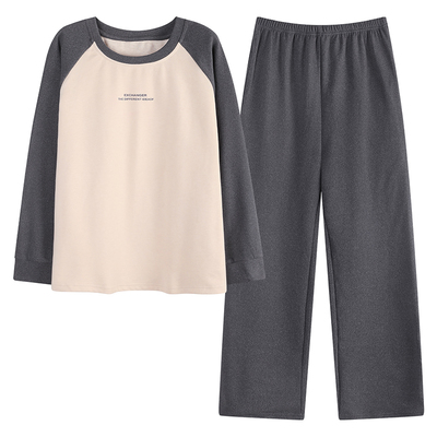 德绒情侣睡衣女春秋款大码长袖保暖圆领加厚秋冬季男士家居服套装