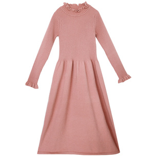 忆旧多色针织连衣裙女 秋冬加厚新款荷叶边毛衣裙内搭打底衫长裙