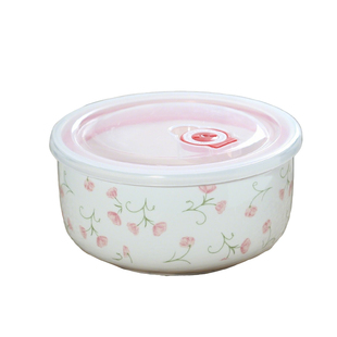 食品级无铅骨瓷可微波饭盒陶瓷碗带盖蒸碗蒸蛋碗家用保鲜碗可泡面