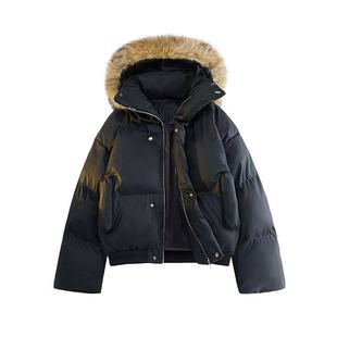 PU皮棉衣男冬季外套男式加厚棉服抗寒棉袄男面包服可拆卸帽子毛领