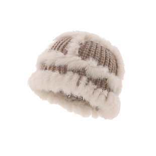 兔毛帽子女冬季2024新款百搭毛绒针织帽毛毛显脸小秋冬加茸毛线帽