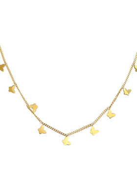 不锈钢镀18K真金高保色蝴蝶项链