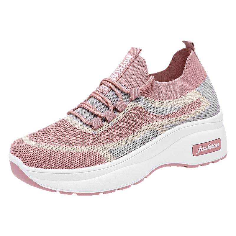 春季新款厚底飞织鞋百搭透气休闲