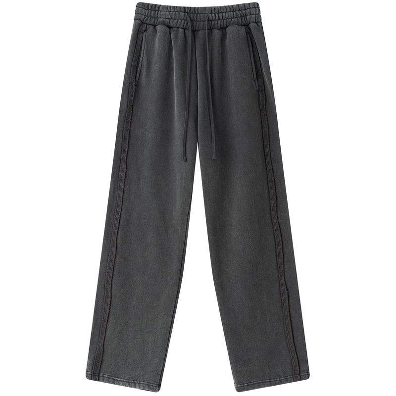 男装结构解析散边加绒炒雪花直筒长裤宽松慵懒垂坠感纯色贴布卫裤