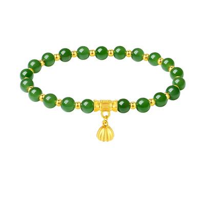 周大生黄金莲蓬金镶玉手串