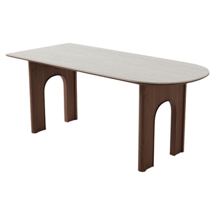 德利丰岩板餐桌家用现代简约小户型中古风长方形实木餐桌椅组合