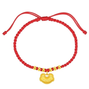 潮宏基好事发生宝护黄金手链足金手绳转运串珠长命锁包宝宝 计价