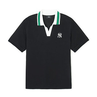 24新款MLB短袖女NY小标刺绣复古撞色休闲polo衫运动T恤3FPQB0343