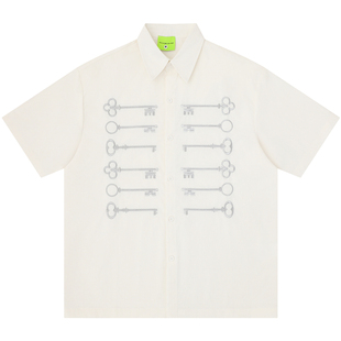 From Mars Key-embroidered retro short-sleeved shirt