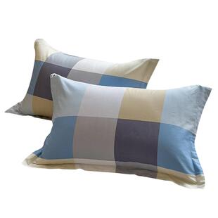 纯棉枕套一对大号简约成人枕头套全棉48x74cm单人枕芯内胆套条纹