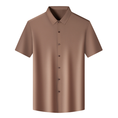 汤米桑蚕丝混纺免烫短袖衬衫男士