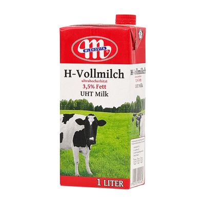 波兰进口全脂纯牛奶1L*12瓶Mlekovita奶泡茶饮早餐奶烘焙咖啡牛乳