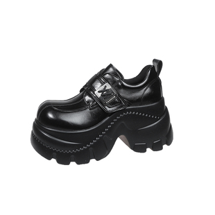 2026春季新款8cm内增高女鞋厚底高跟配裙子小皮鞋百搭乐福鞋单鞋