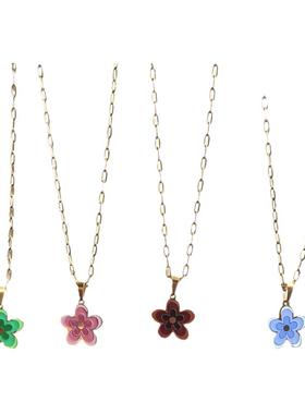 欧美简约美式辣妹滴油花朵项链